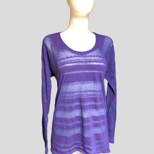 ❤️SOLD❤️ ATHLETA Shiva 3 Purple / AMALFI Blue Long Sleeve  Semi Sheer Top M